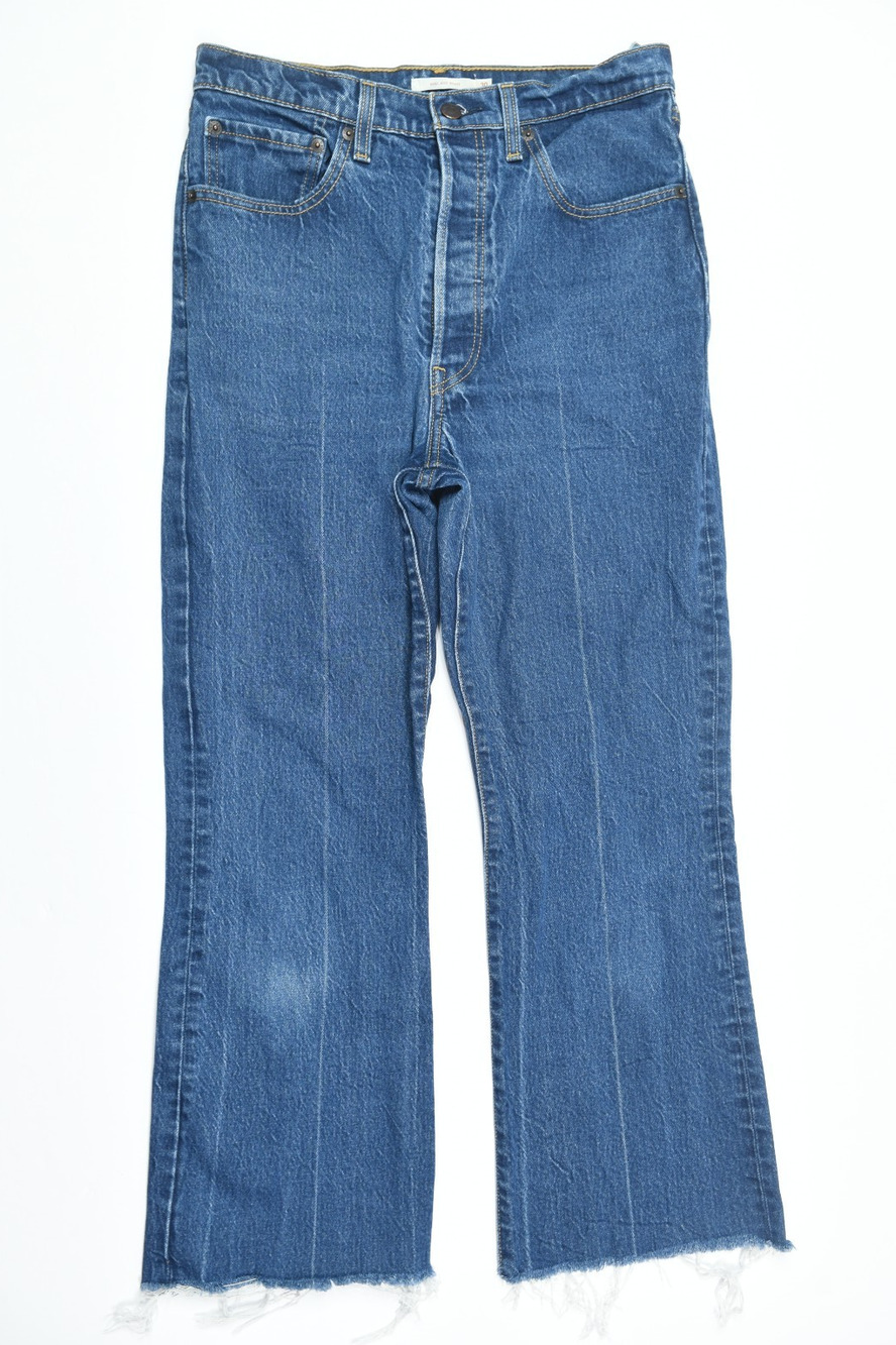 Levis Premium Ribcage Bootcut Jeans Womens 30 Blue Slim Fit High Rise Denim